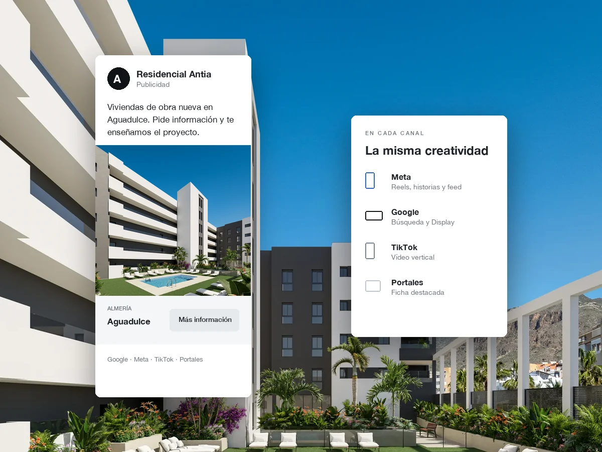 Anuncio de Residencial Antia adaptado a cada canal