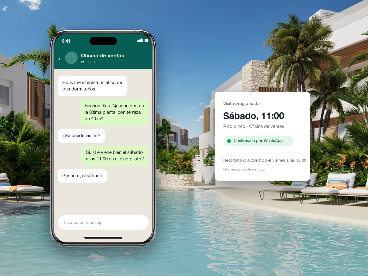 Conversación de WhatsApp de ejemplo con una cita programada